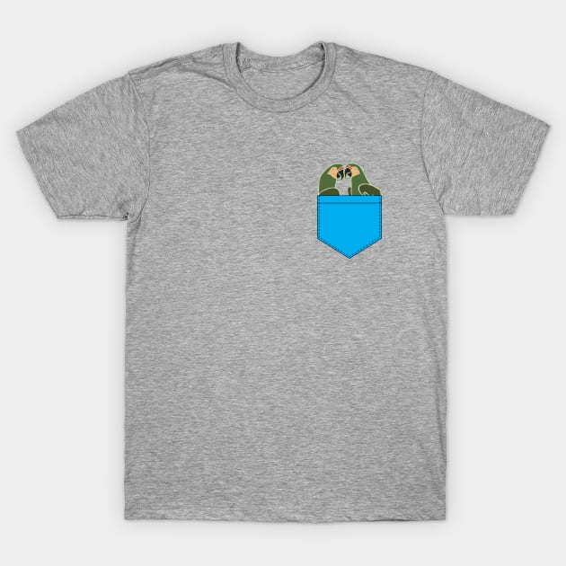 Macaw Parrot Pocket Cyan T-Shirt by fritzco